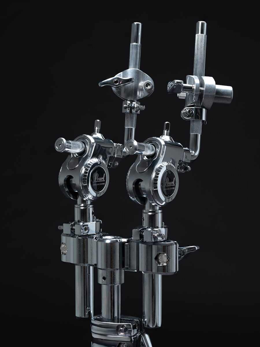 A metal structure with multiple pieces of metal on a black background